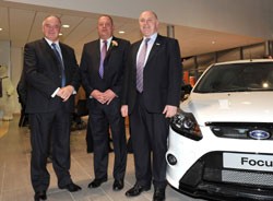 From left to right: Nigel Sharp, managing director, Graham Woods general manager of Polar Ford St Helens and Ford Retail chief executive Chris Hayden 